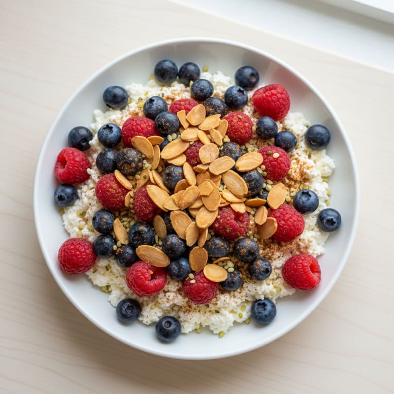 Cottage Cheese Berry Bowl with Almonds