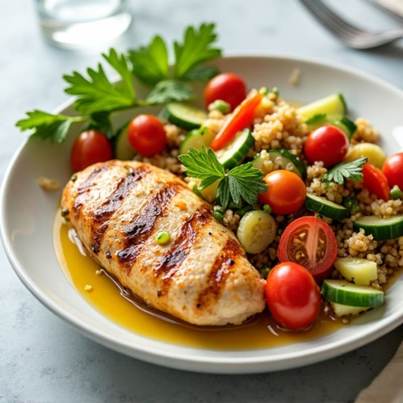 Grilled Chicken Breast with Crunchy Quinoa Salad