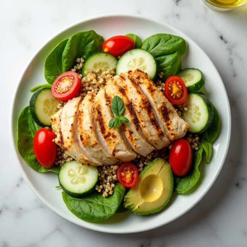 Grilled Chicken and Quinoa Salad with Crisp Vegetables