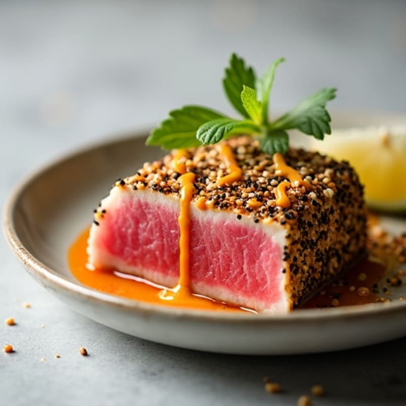 Sesame-Crusted Seared Tuna with Spicy Mayo