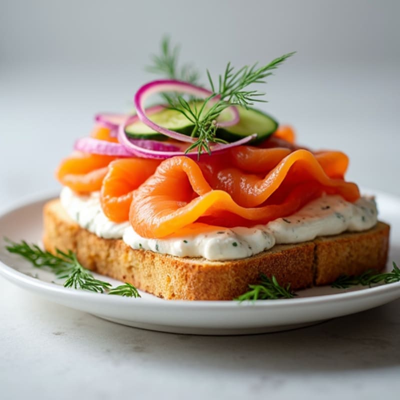 Open-Face Smoked Salmon and Herb Cream Cheese Toast