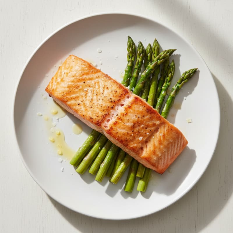Seared Salmon Fillet with Roasted Asparagus