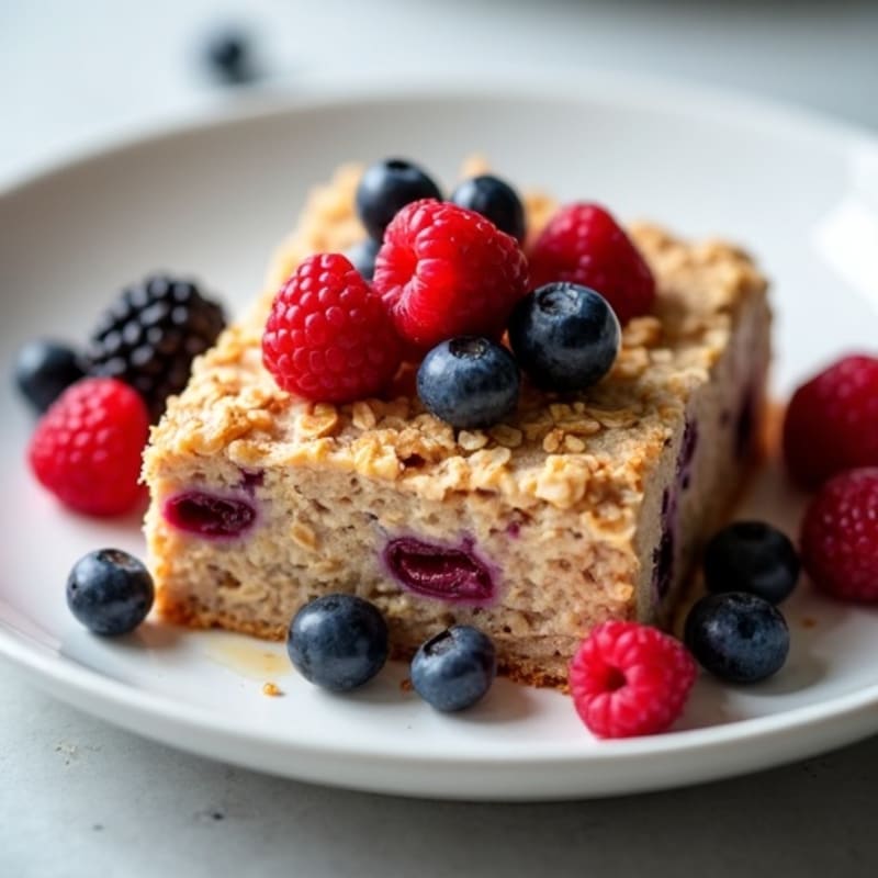 Warm Baked Oatmeal with Mixed Berries