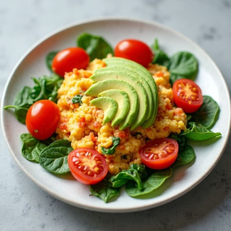 Smoked Salmon Egg Scramble with Spinach and Tomatoes