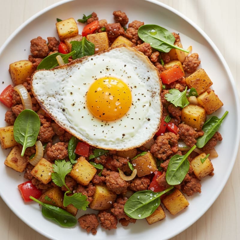 Chorizo and Potato Hash with Fried Egg