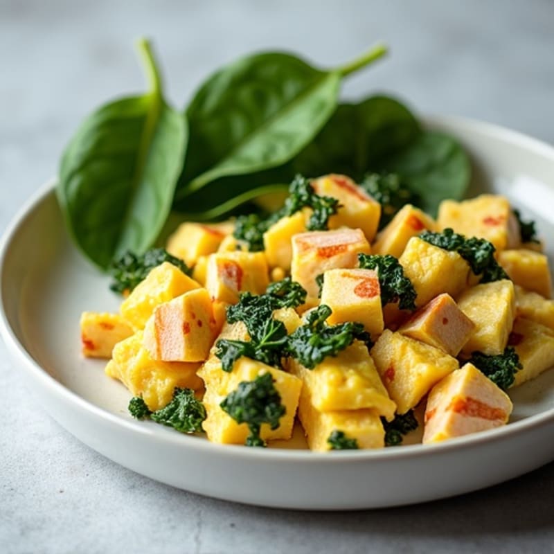 Cottage Cheese Scramble with Spinach and Smoked Turkey