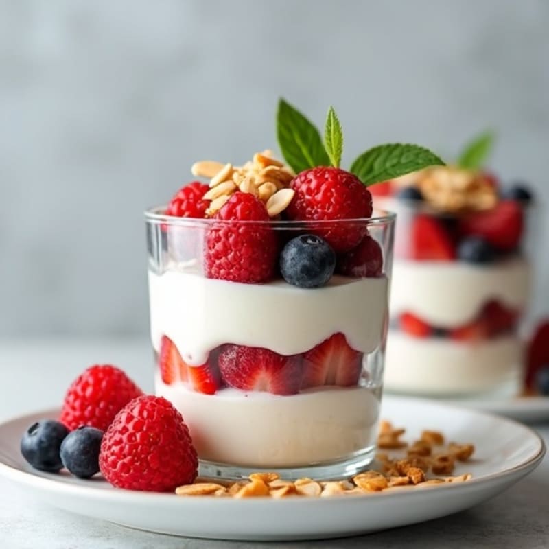 High-Protein Paneer and Greek Yogurt Parfait with Berries