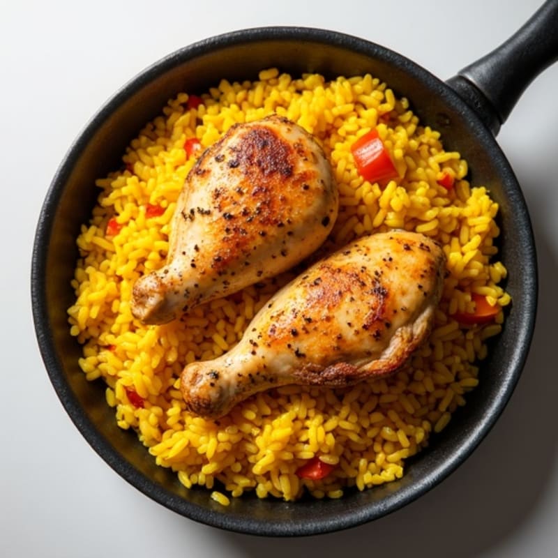 Saffron Chicken and Yellow Rice Skillet