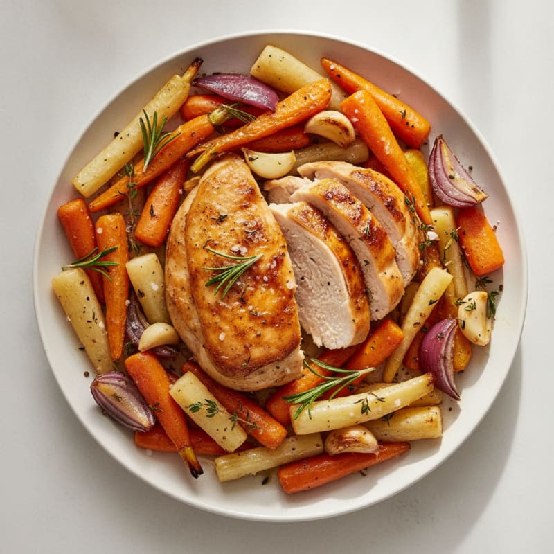 Garlic Herb Roasted Chicken with Root Vegetables