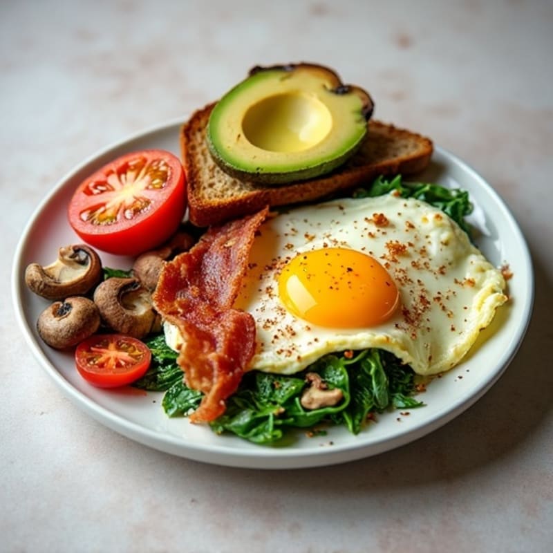 Egg White Scramble with Spinach and Turkey Bacon