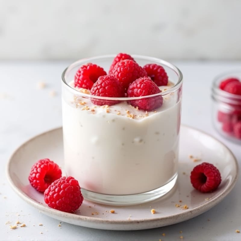 Plain Greek Yogurt with Protein Powder and Raspberries
