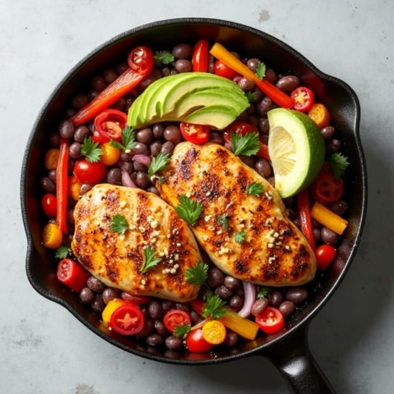 Grilled Chicken and Black Bean Veggie Skillet