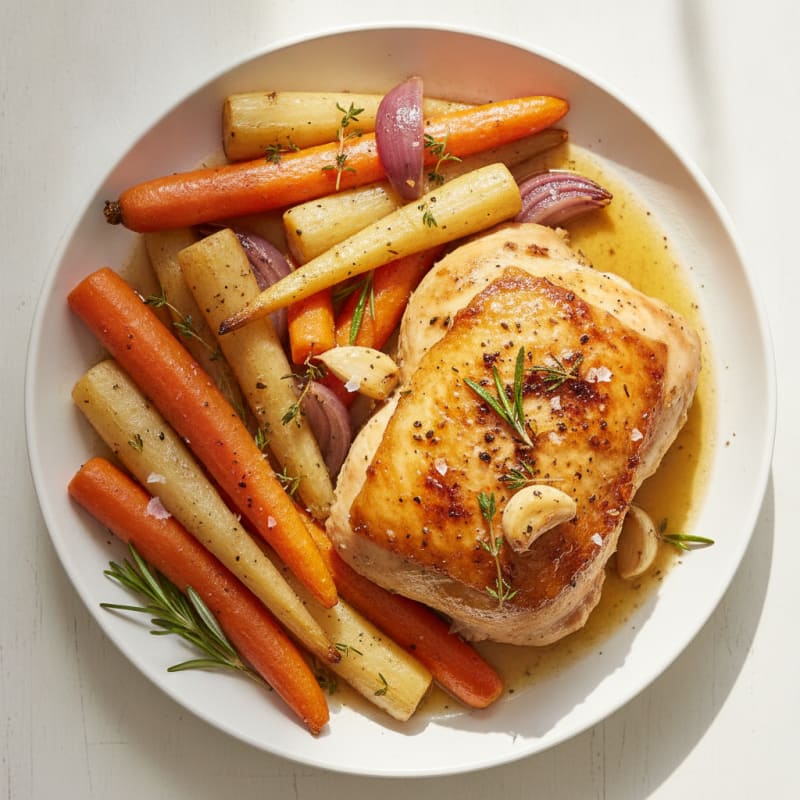 Garlic Herb Roasted Chicken with Root Vegetables