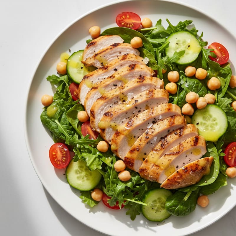 Grilled Turkey Breast Salad with Chickpeas and Lemon Vinaigrette