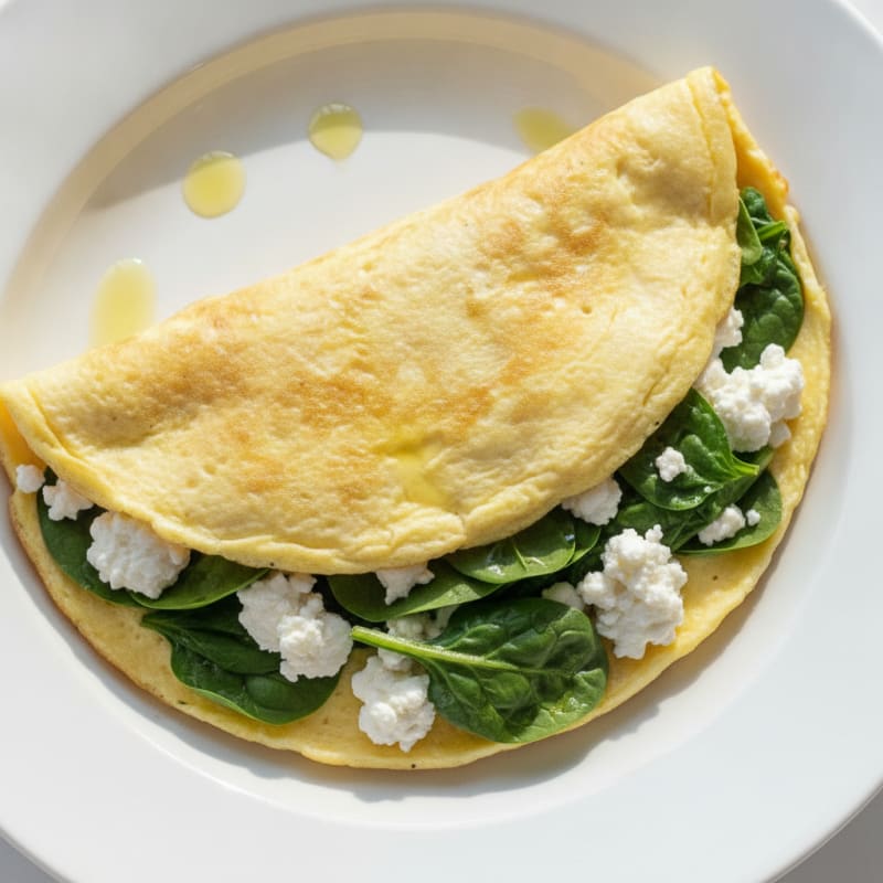 Egg White Spinach Omelette with Cottage Cheese