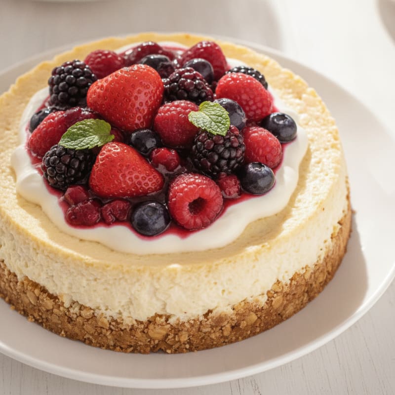 Protein Cheesecake with Mixed Fruit