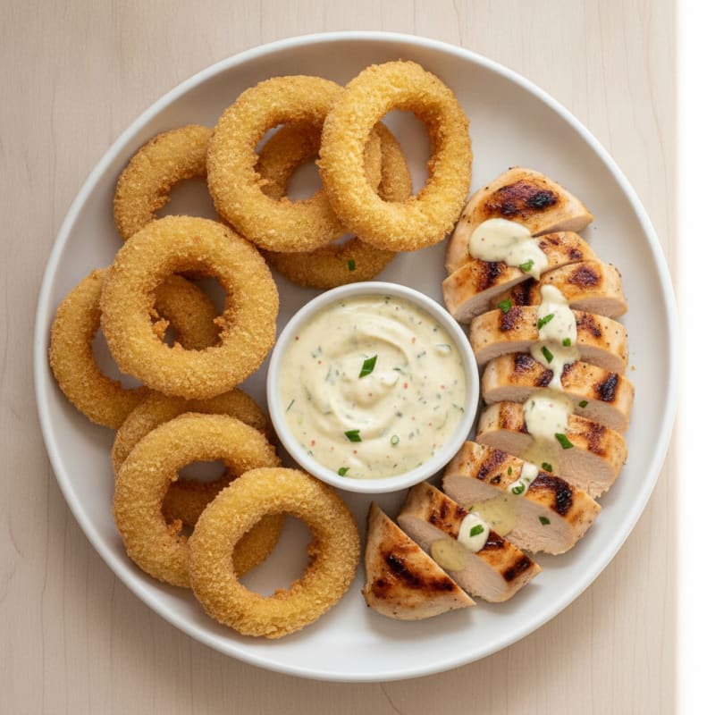 Beer-Battered Onion Rings with Zesty Dip