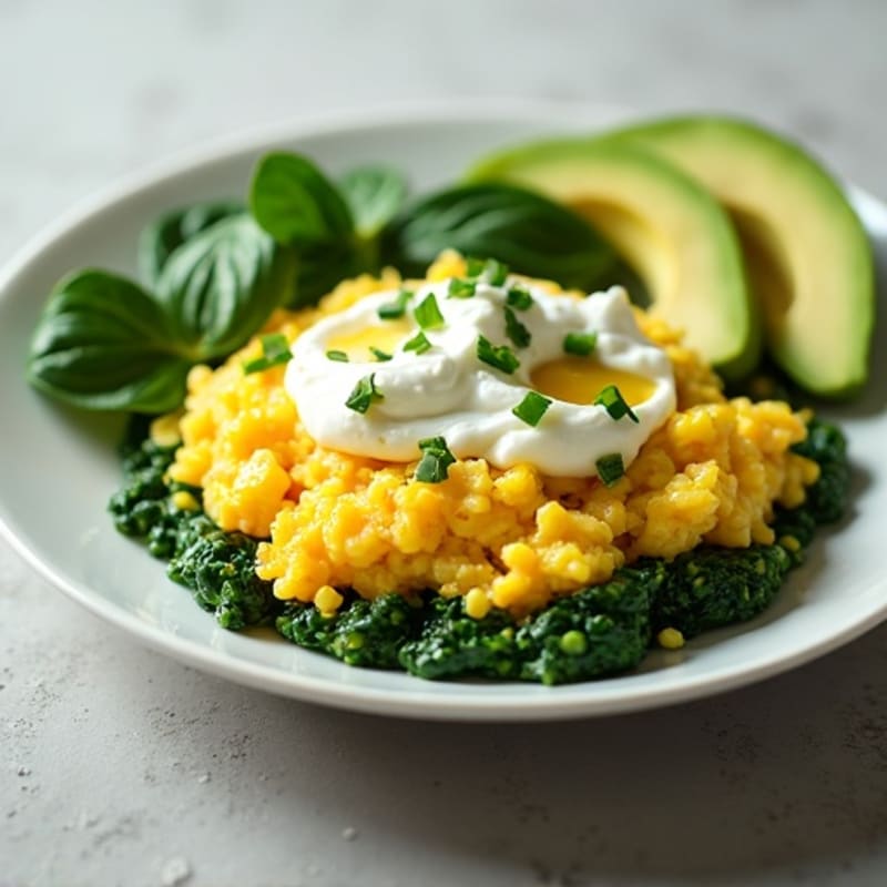 Scrambled Egg Whites with Spinach and Cottage Cheese