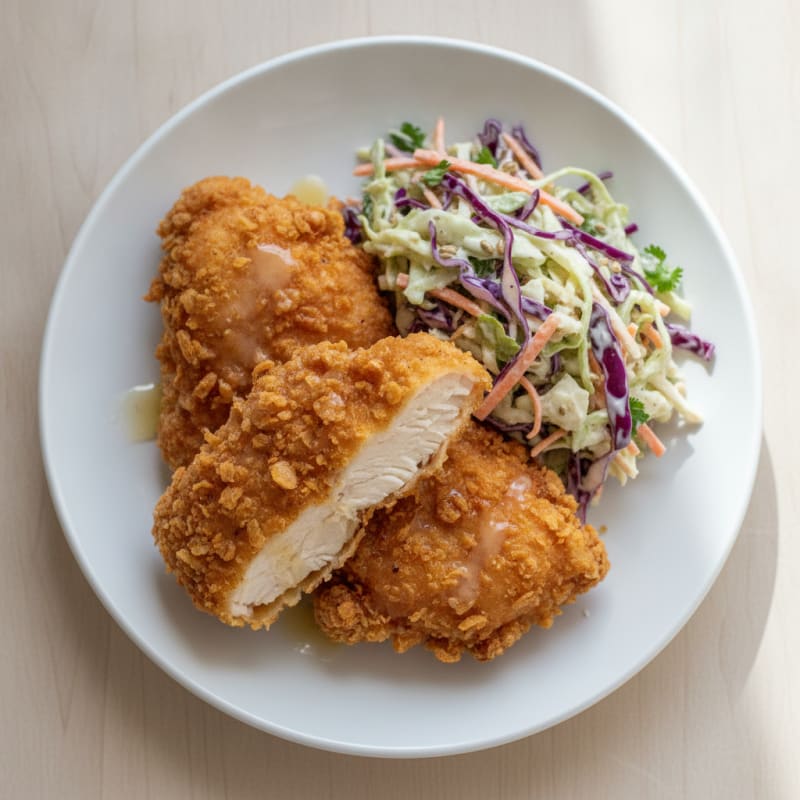 Crispy Buttermilk Fried Chicken with Coleslaw