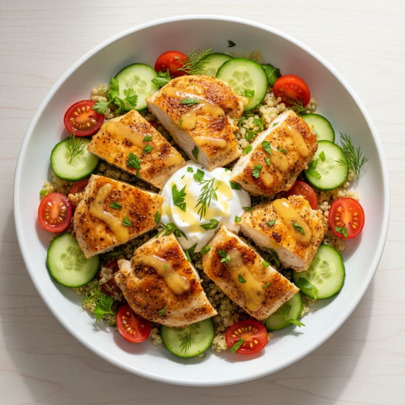 Crispy Lemon-Herb Chicken Shawarma Bowls