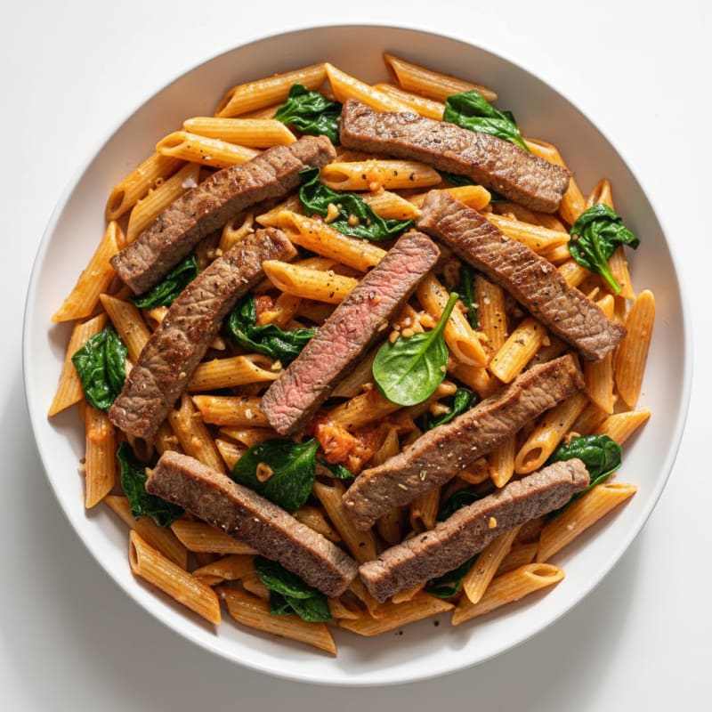 Tender Steak and Creamy Tomato Pasta