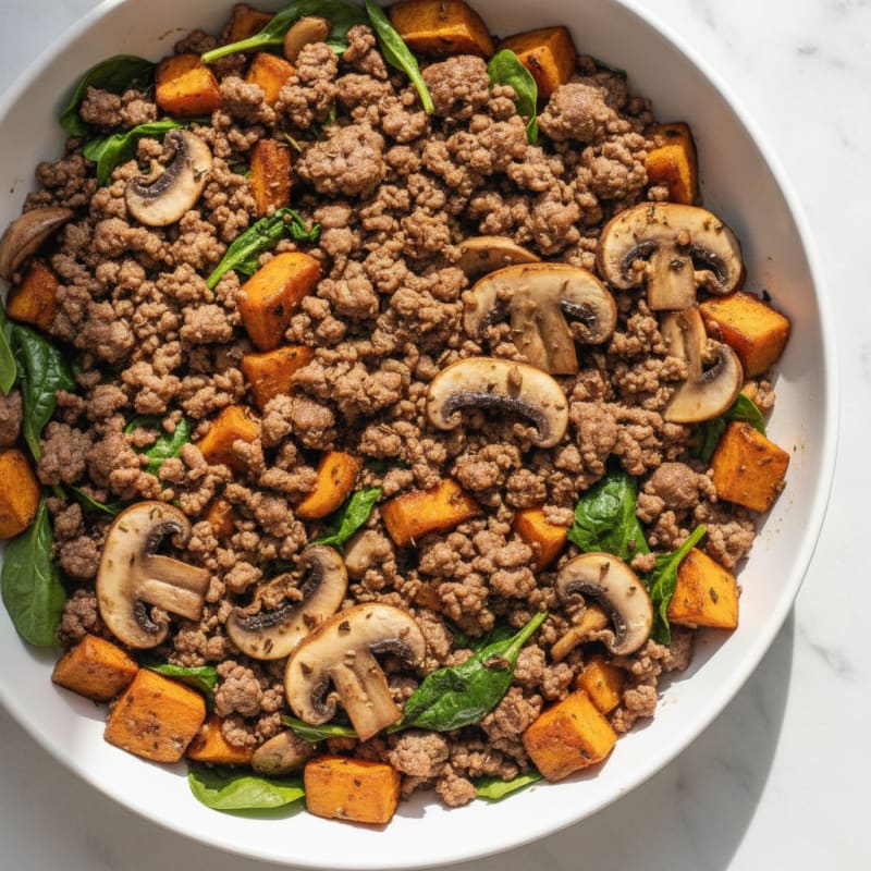 Savory Ground Beef and Mushroom Skillet