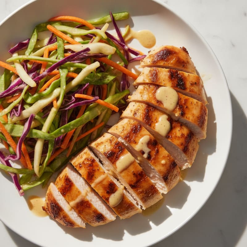 Grilled Chicken Breast with Crunchy Cabbage Slaw
