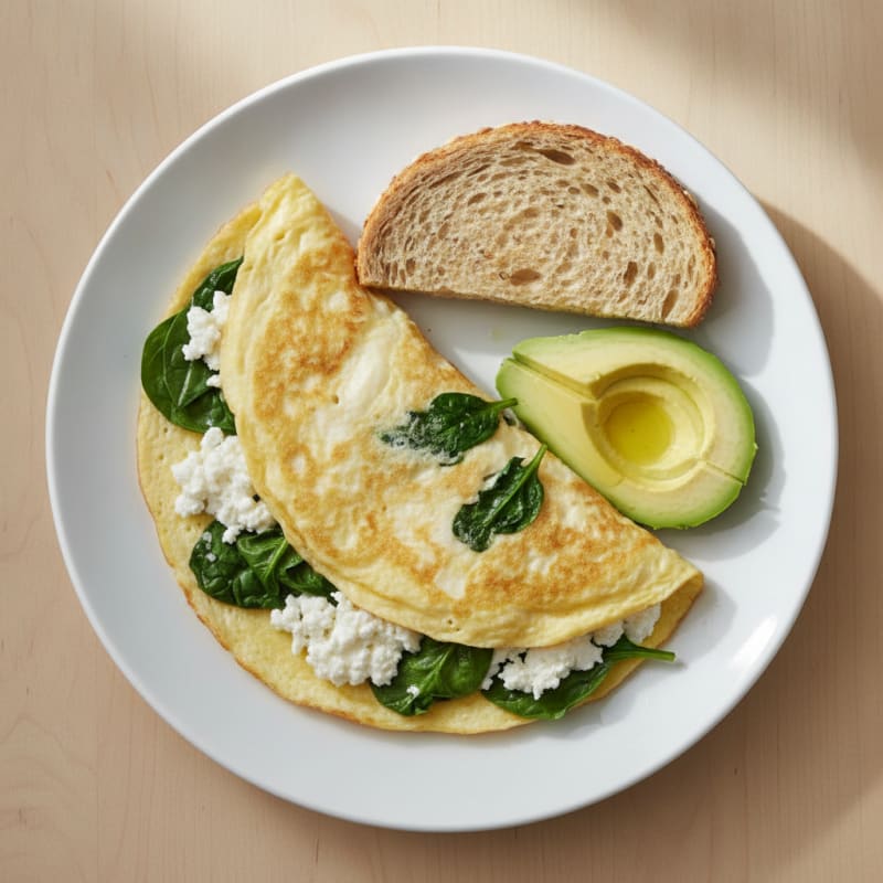 Egg White Spinach Omelette with Cottage Cheese