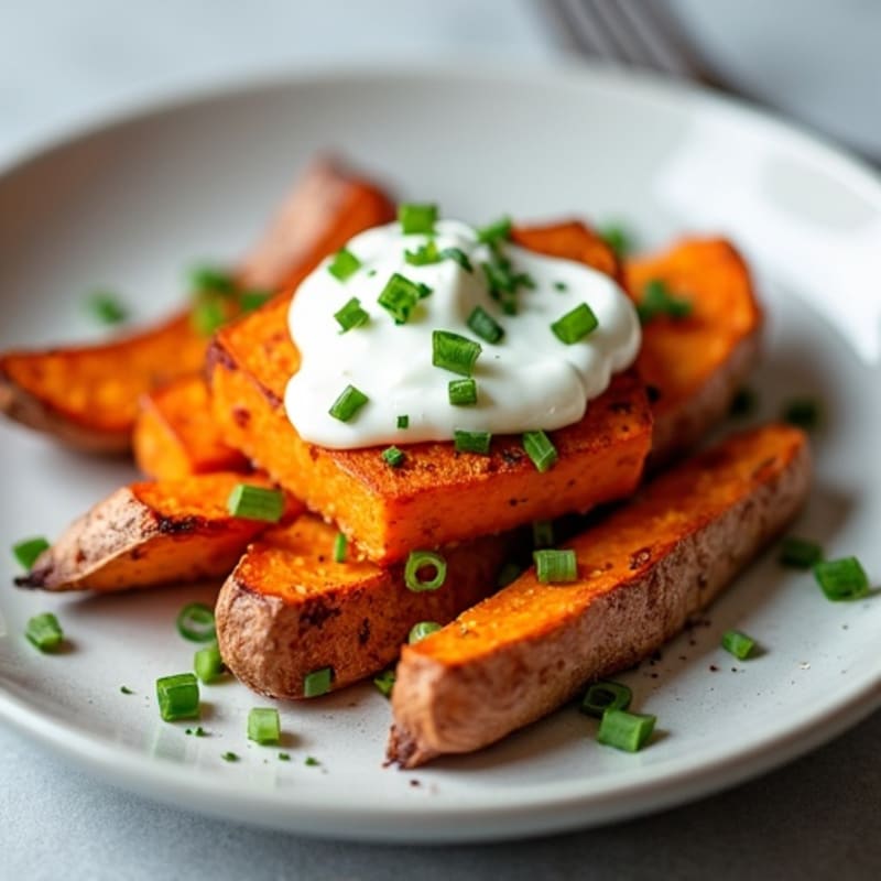 Crispy-Skinned Sweet Potato with Greek Yogurt and Chives