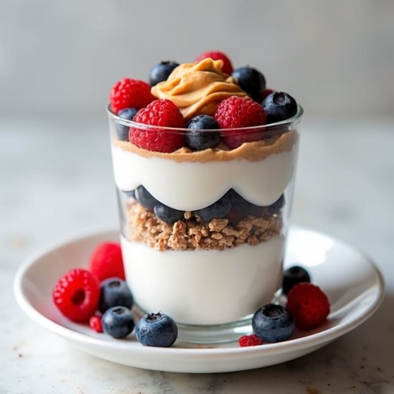 Greek Yogurt Parfait with Almond Butter and Berries