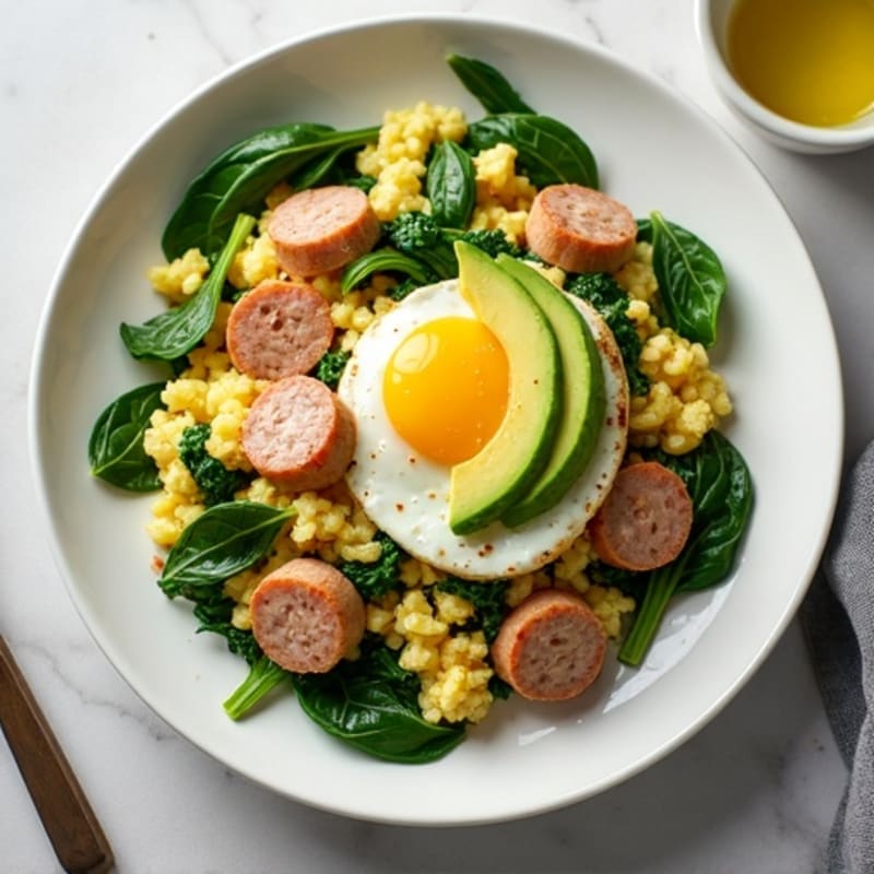 Egg White and Turkey Sausage Scramble with Spinach