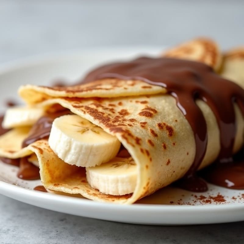 Banana Stuffed Protein Crepes with Creamy Chocolate Sauce