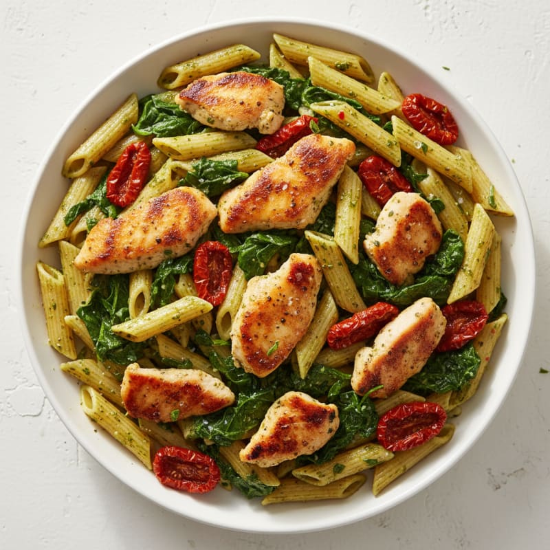 Pesto Chicken Pasta with Sun-Dried Tomatoes