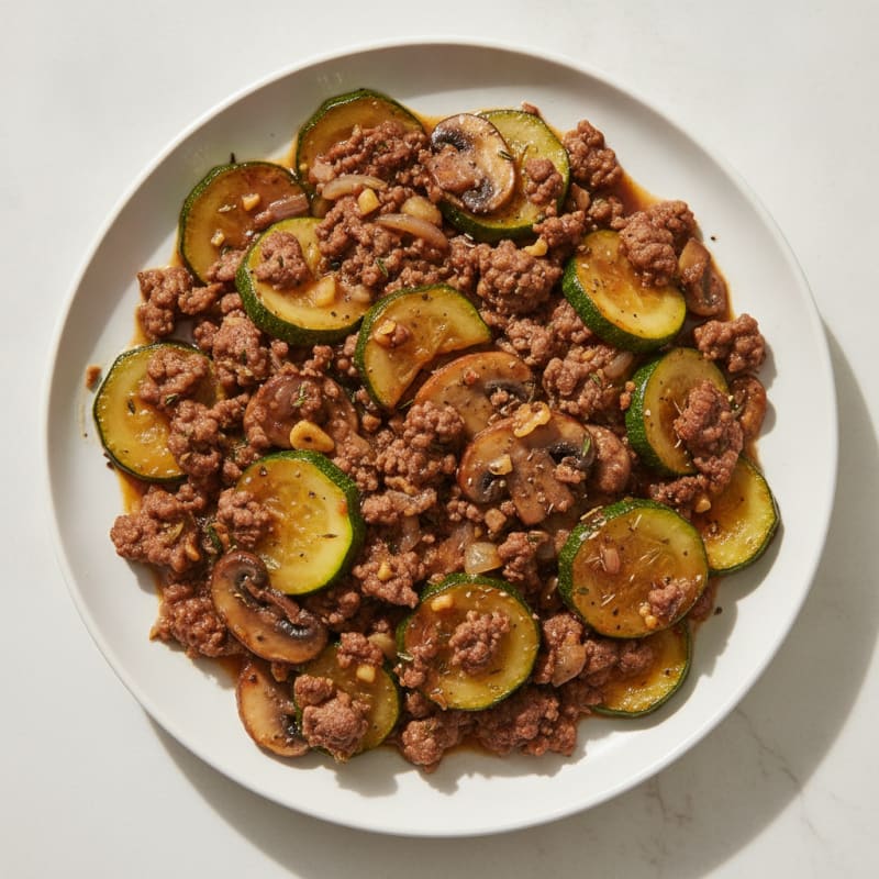 Bison and Mushroom Skillet with Zucchini