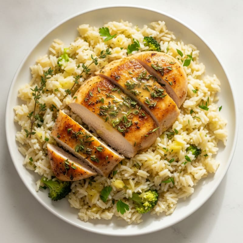 Pan-Seared Chicken with Herbed Rice