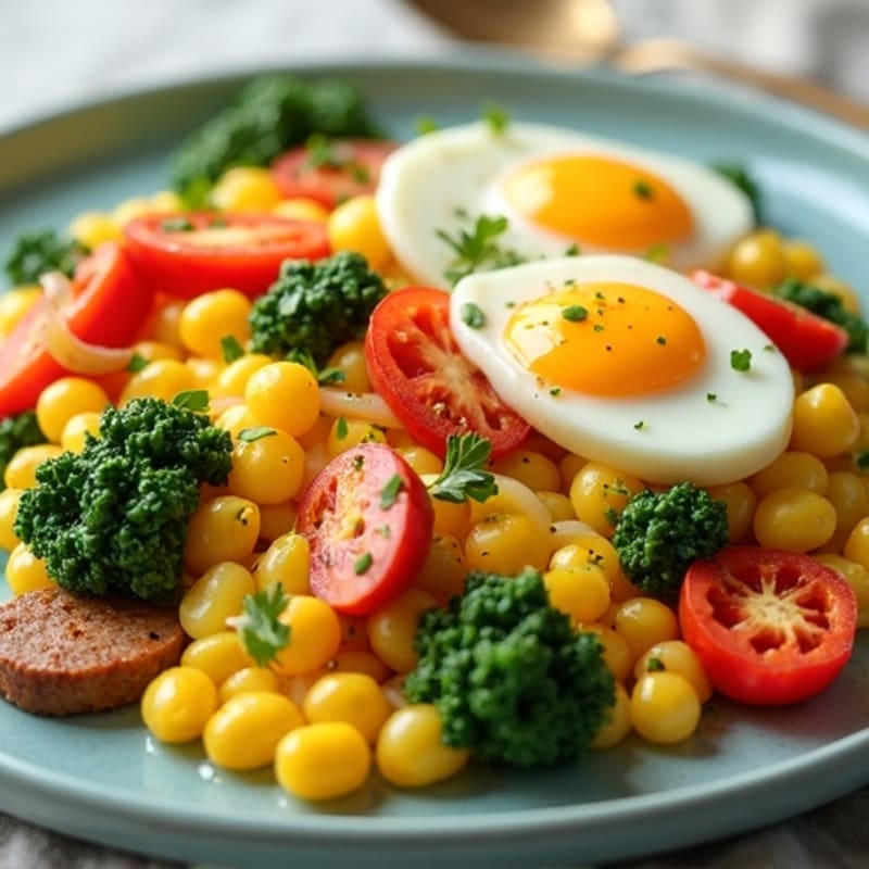 Fluffy Egg Scramble with Savory Turkey Sausage and Fresh Veggies