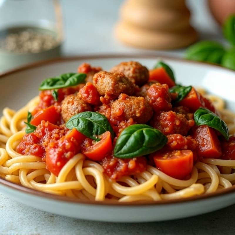 Hearty Lean Sausage Ragu with Whole Wheat Pasta