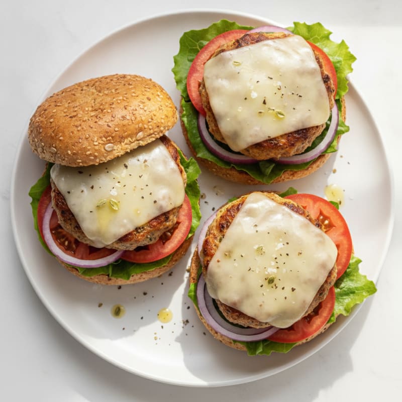 Herb-Garlic Turkey Burgers with Provolone