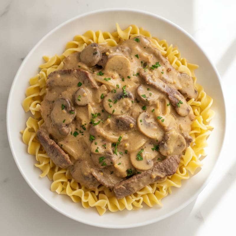 Classic Beef Stroganoff with Egg Noodles