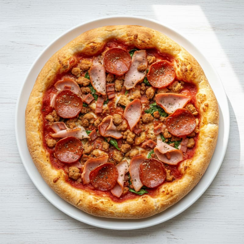 Crispy Meat Lovers Stuffed Crust Pizza