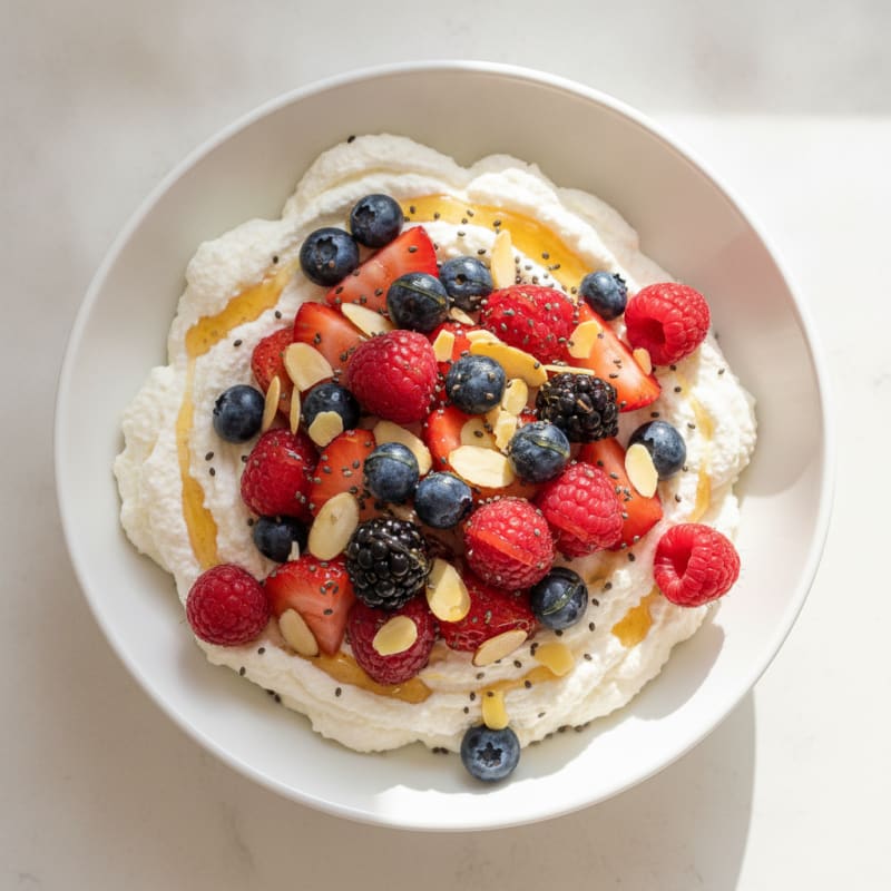 Silky Greek Yogurt Protein Mousse with Mixed Berries