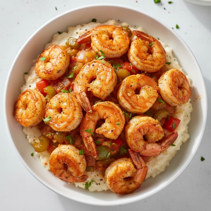 Zesty Cajun Shrimp and Creamy Grits