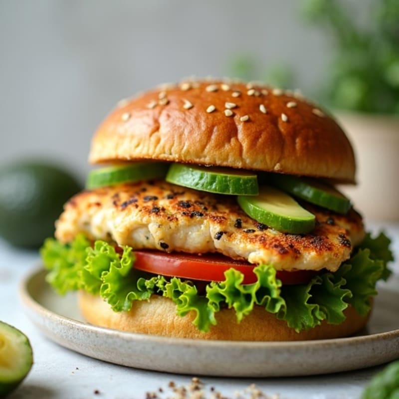 Juicy Herb-Seasoned Chicken Burger with Avocado