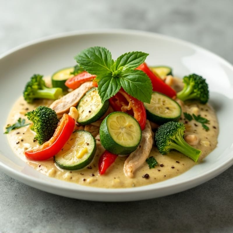 Creamy Thai Green Chicken Curry with Fresh Vegetables