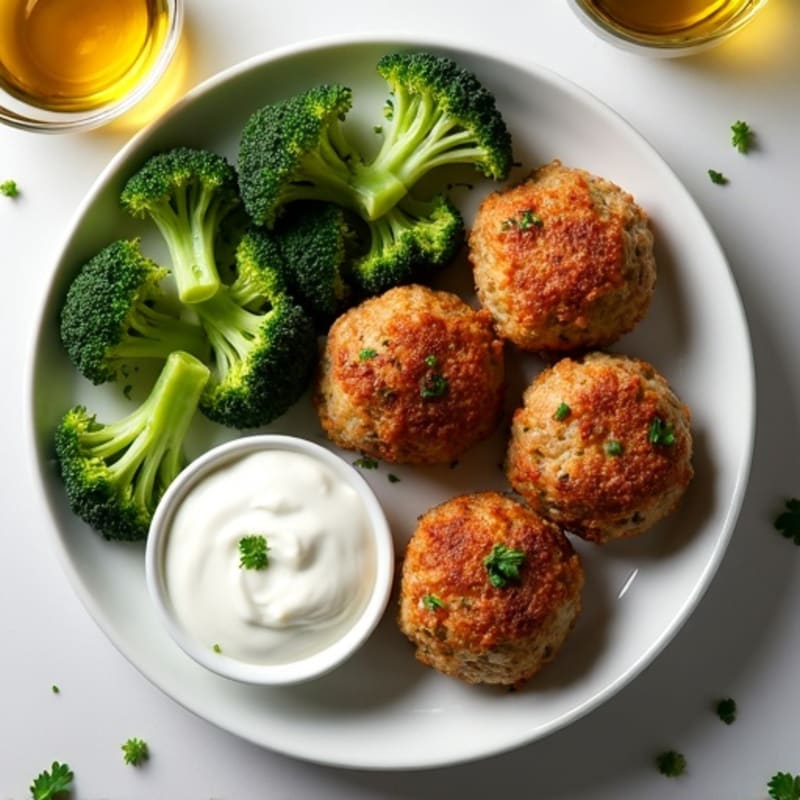 Crispy Herb Turkey Meatballs with Roasted Broccoli