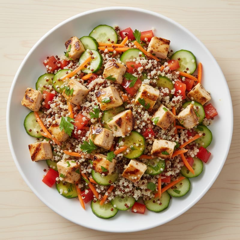 Grilled Chicken and Quinoa Salad with Crunchy Vegetables