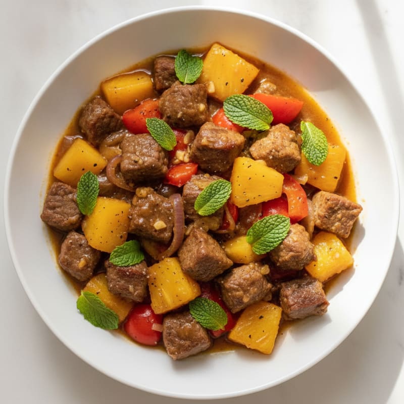 Sweet Pineapple Beef Stew with Mint