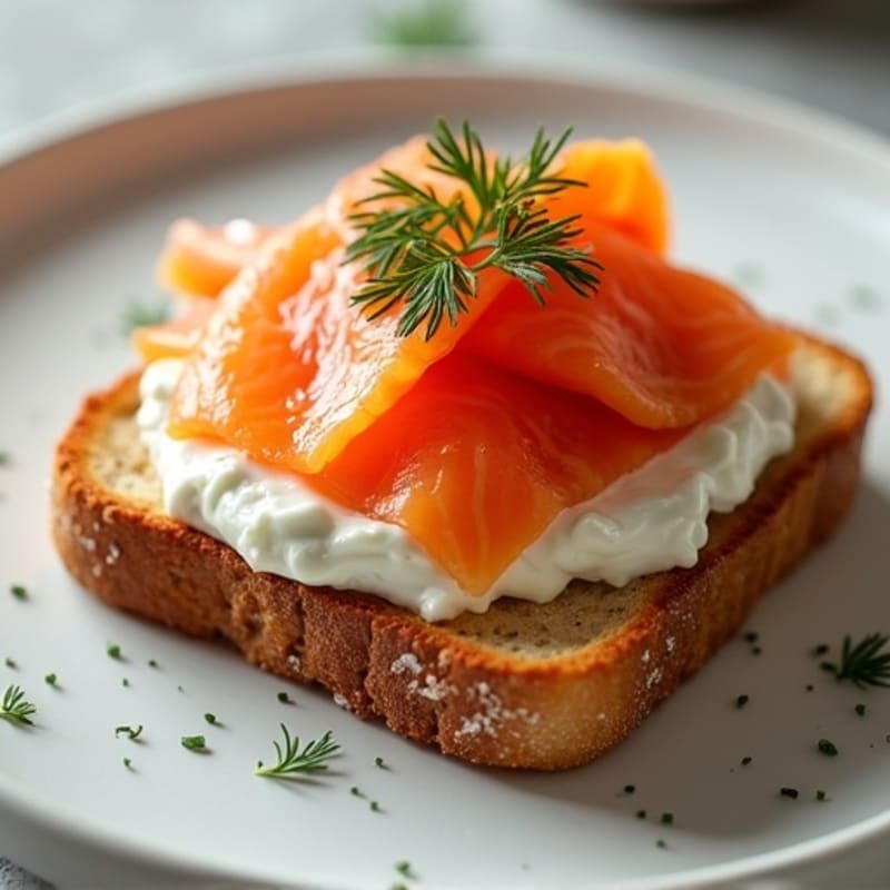 Fresh Smoked Salmon with Creamy Cottage Cheese and Crispy Sourdough Toast