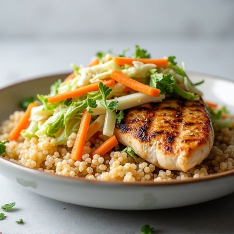 Grilled Chicken Breast with Crunchy Cabbage Slaw