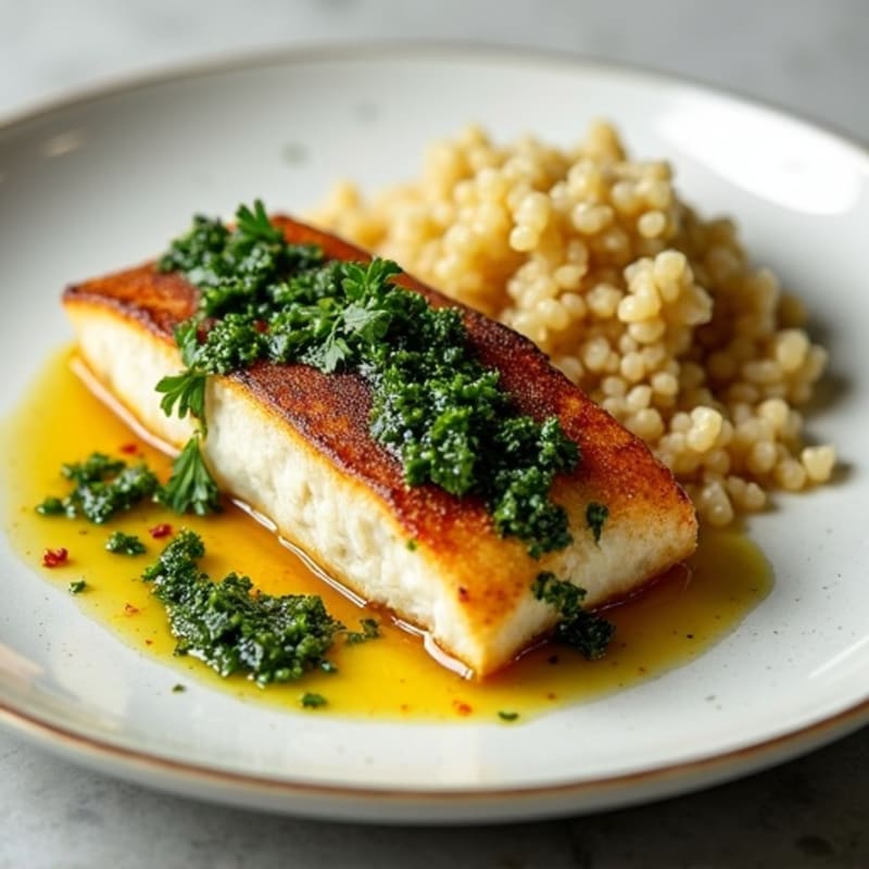 Flaky Baked Cod with Zesty Herb Chimichurri